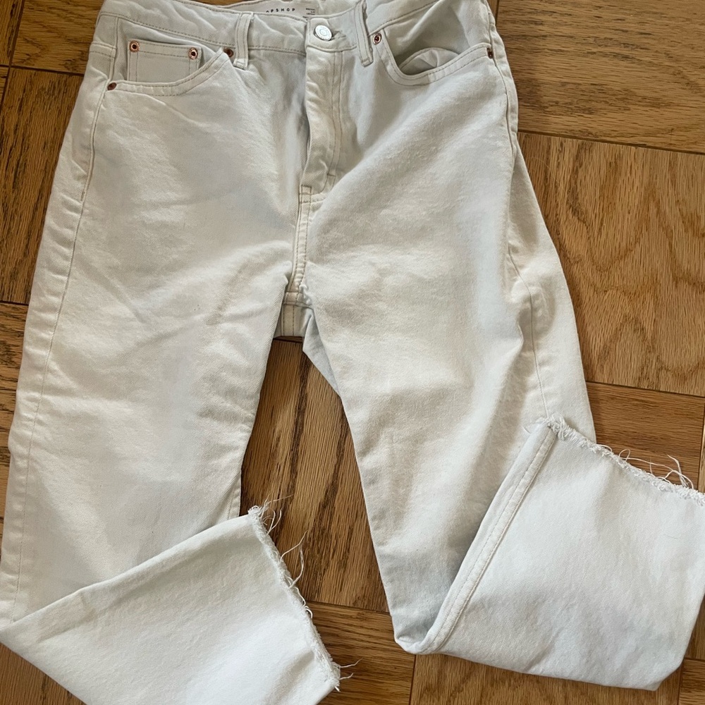 Topshop White Frayed Hem Jeans 30”